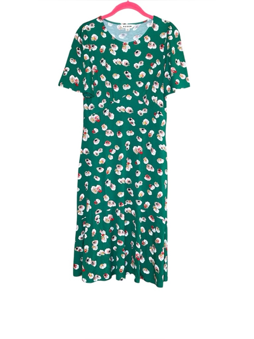 BODEN Midi Dress Ava Jersey Short Sleeve Floral Green 6P Petite - Picture 2 of 7